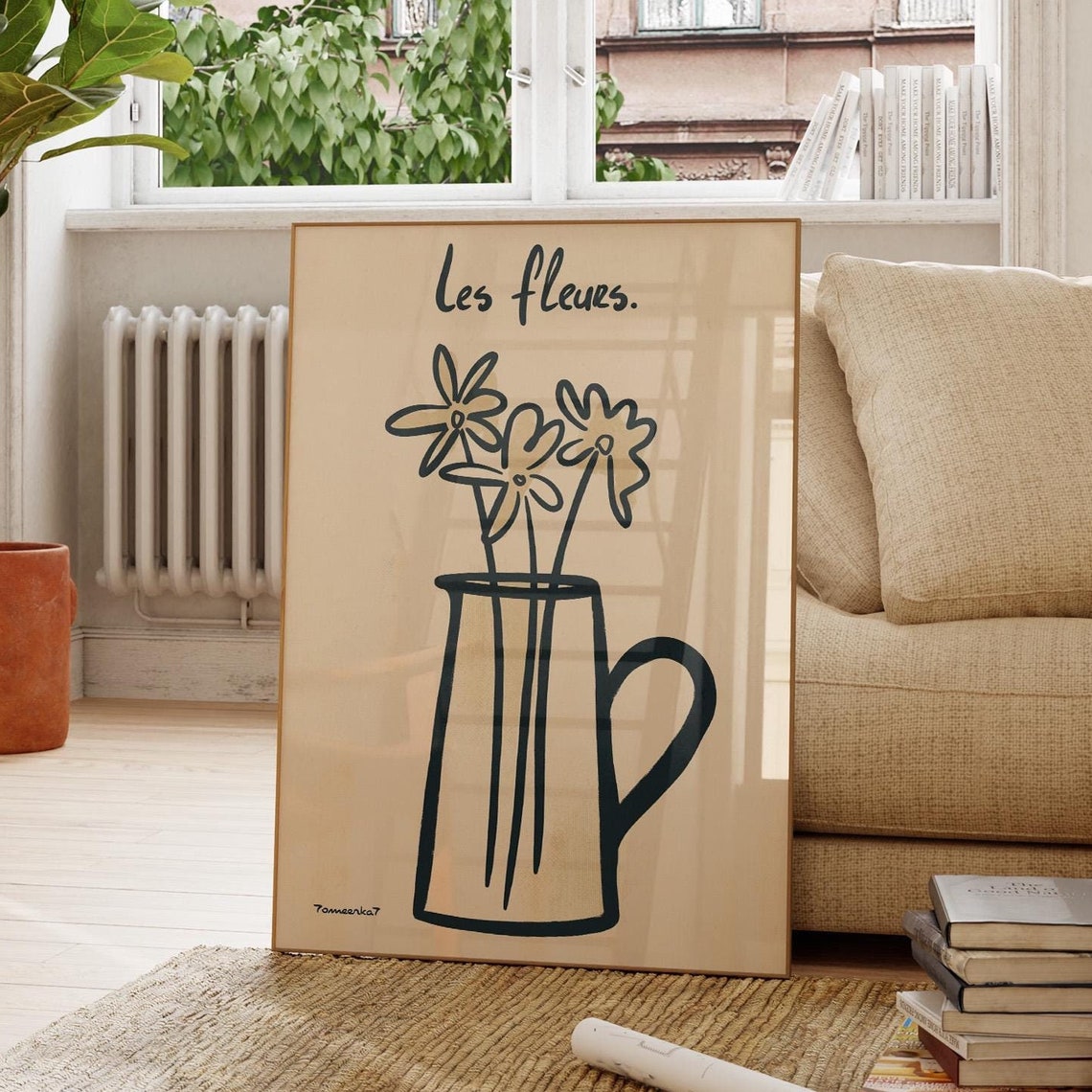 Les Fleurs Hand Drawn Flowers Wall Art Print