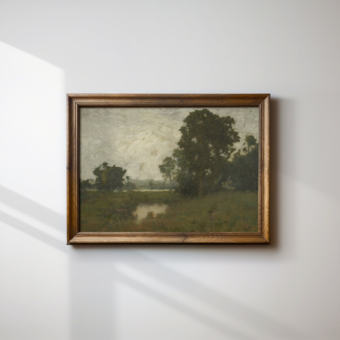 Moody Dark Academia Countryside Pond Trees Landscape Art Print - Image 2