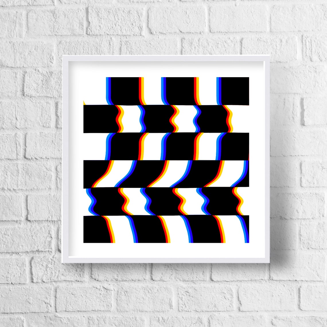 Psychedelic Warped Checkerboard Black White Op Art Abstract Poster