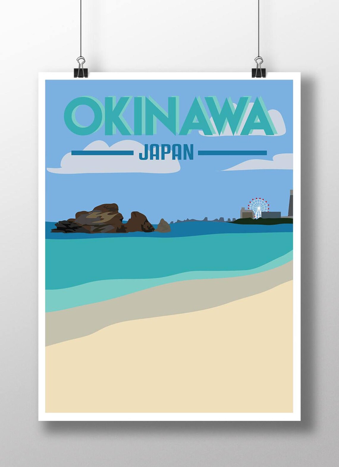 Okinawa Japan Travel Poster, Vintage Travel Poster