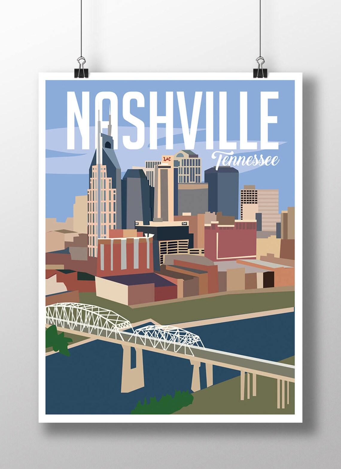 Nashville Tennessee Travel Poster, USA Travel Poster
