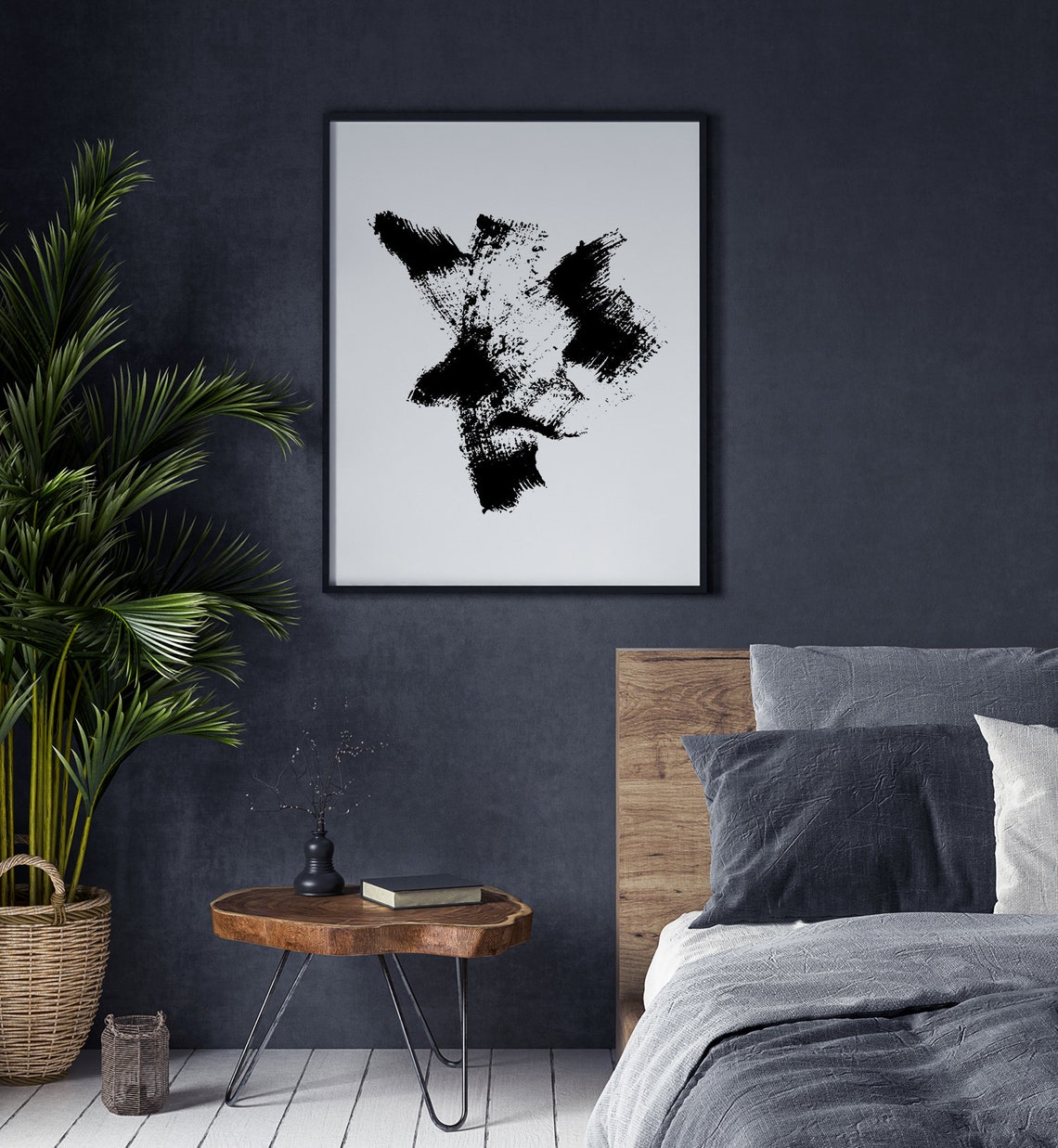 Abstract Black Brush Strokes Monochrome Modern Ink Art Poster - Image 2