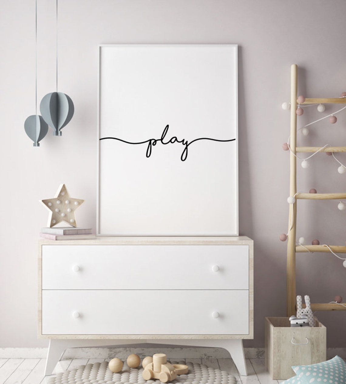 Play Nursery Script Sign Boho Minimalist Playroom Decor Poster - Image 3