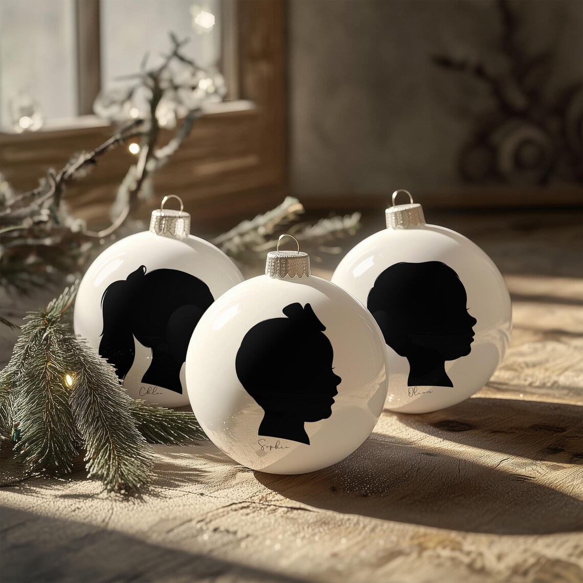 Custom Silhouette Portrait Christmas Ornament Keepsake - Image 3