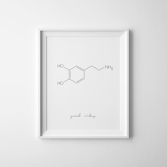Dopamine Molecule Art Print, Science Teacher Gift