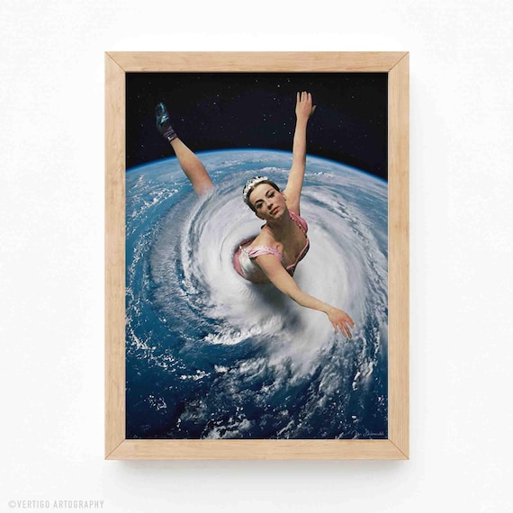 Surreal Ballerina Art Print Cyclone Dance Retro Wall Decor