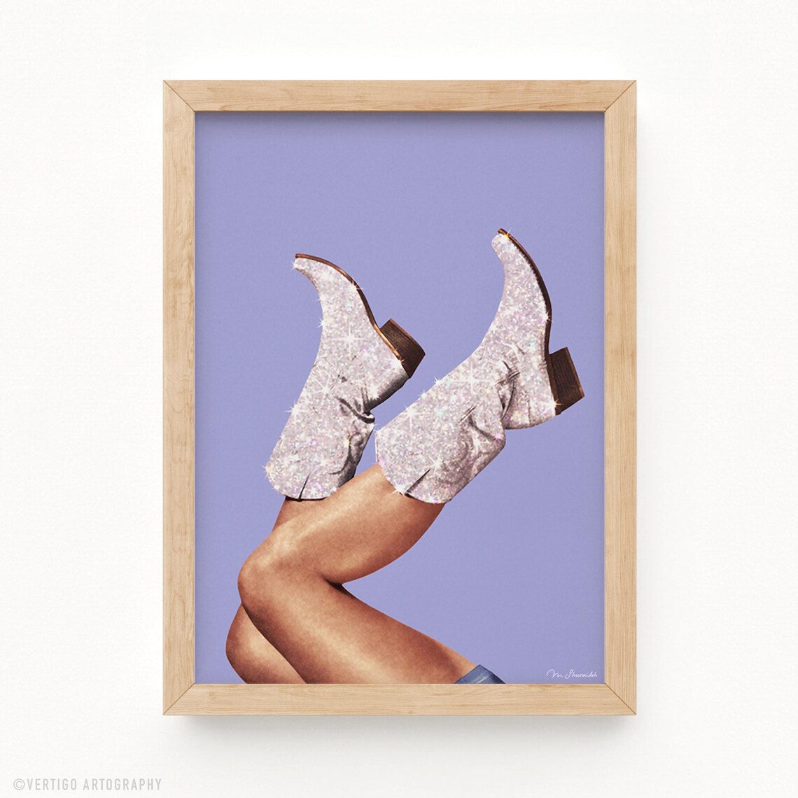 These Boots Glitter Cowgirl Art Print, Rodeo Disco