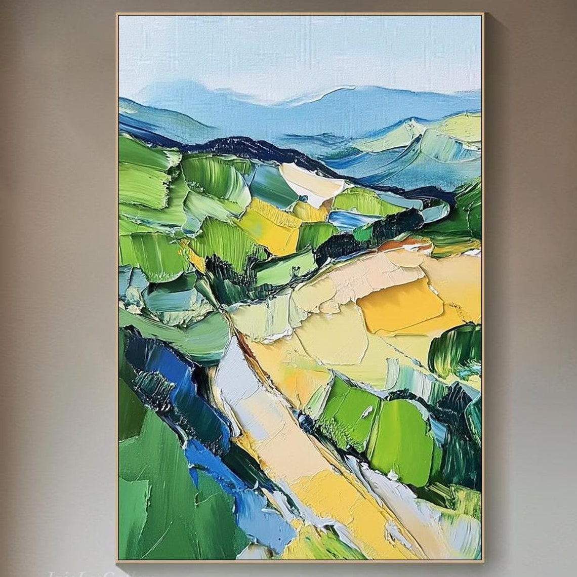 Large 3d Textured Mountain Wall Art Impressionist River Valley Painting On Unique Wilderness Living Room Wall Art Nature Inspired