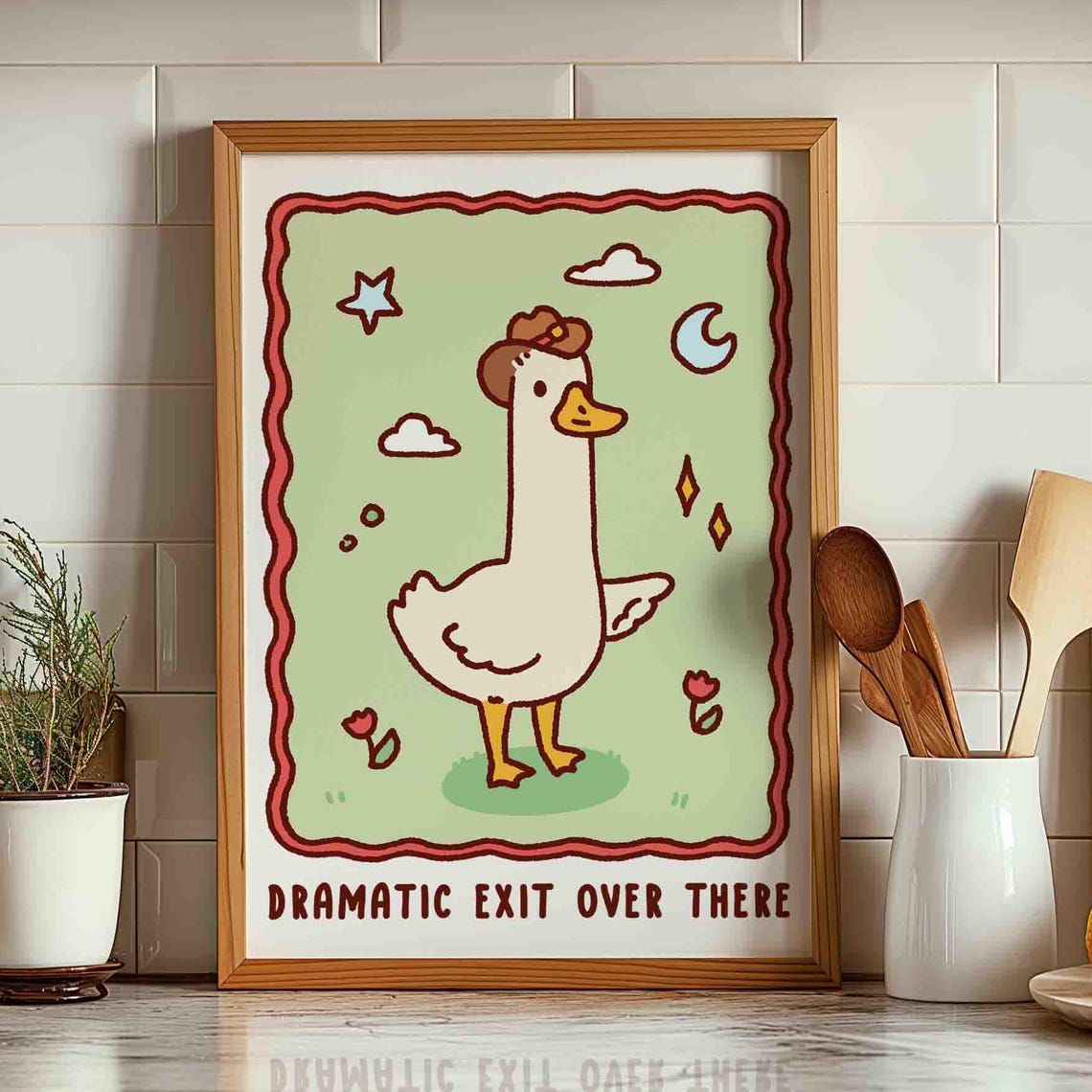 Dramatic Exit Over There Sassy Cowboy Goose Funny Poster for Fun Walls