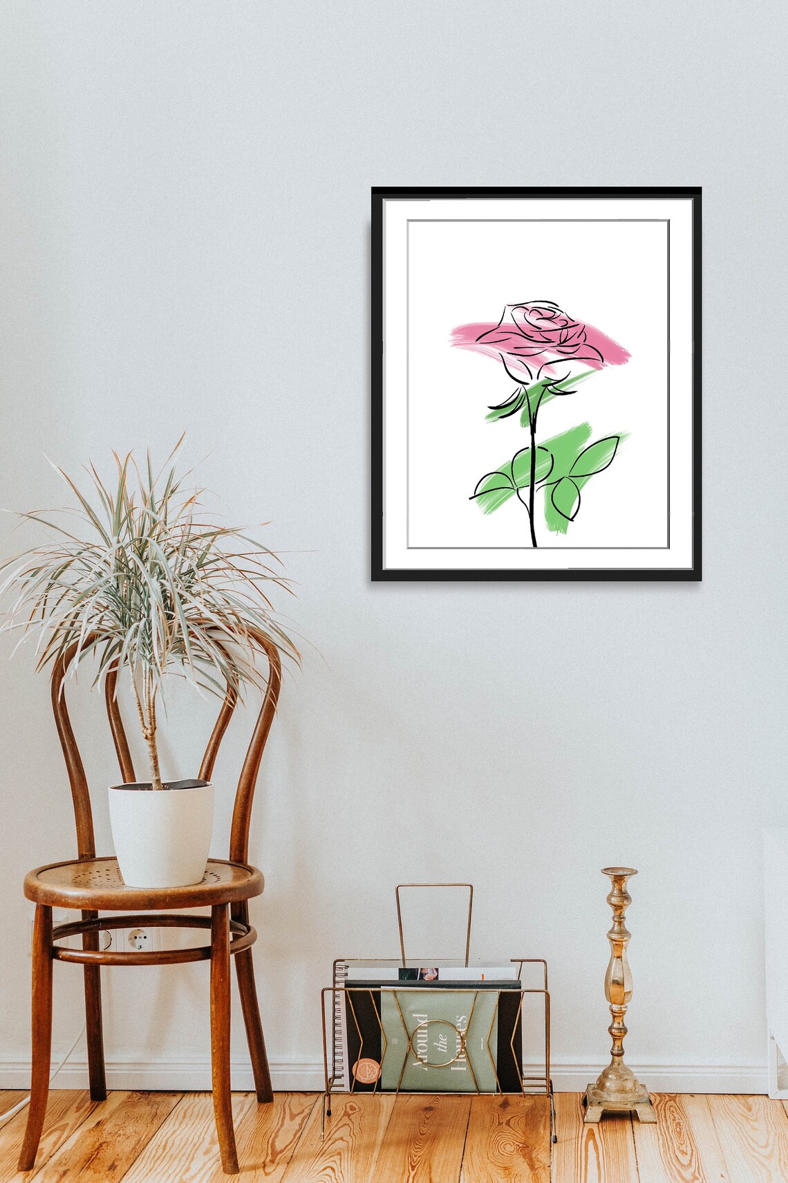 Abstract Minimalist Boho Rose, Contemporary Modern Art Print - Image 2