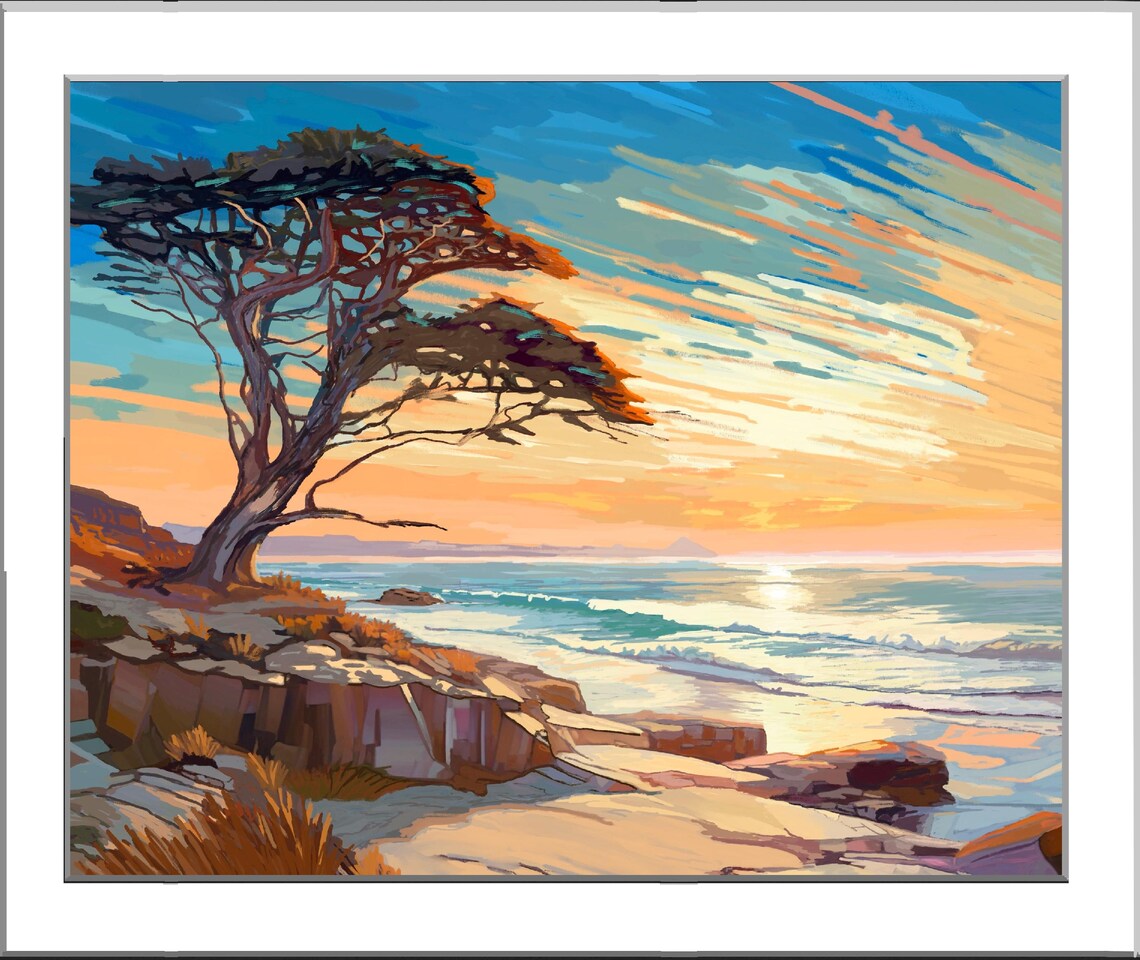 The Sentinel By The Sea, Seascape Art Print