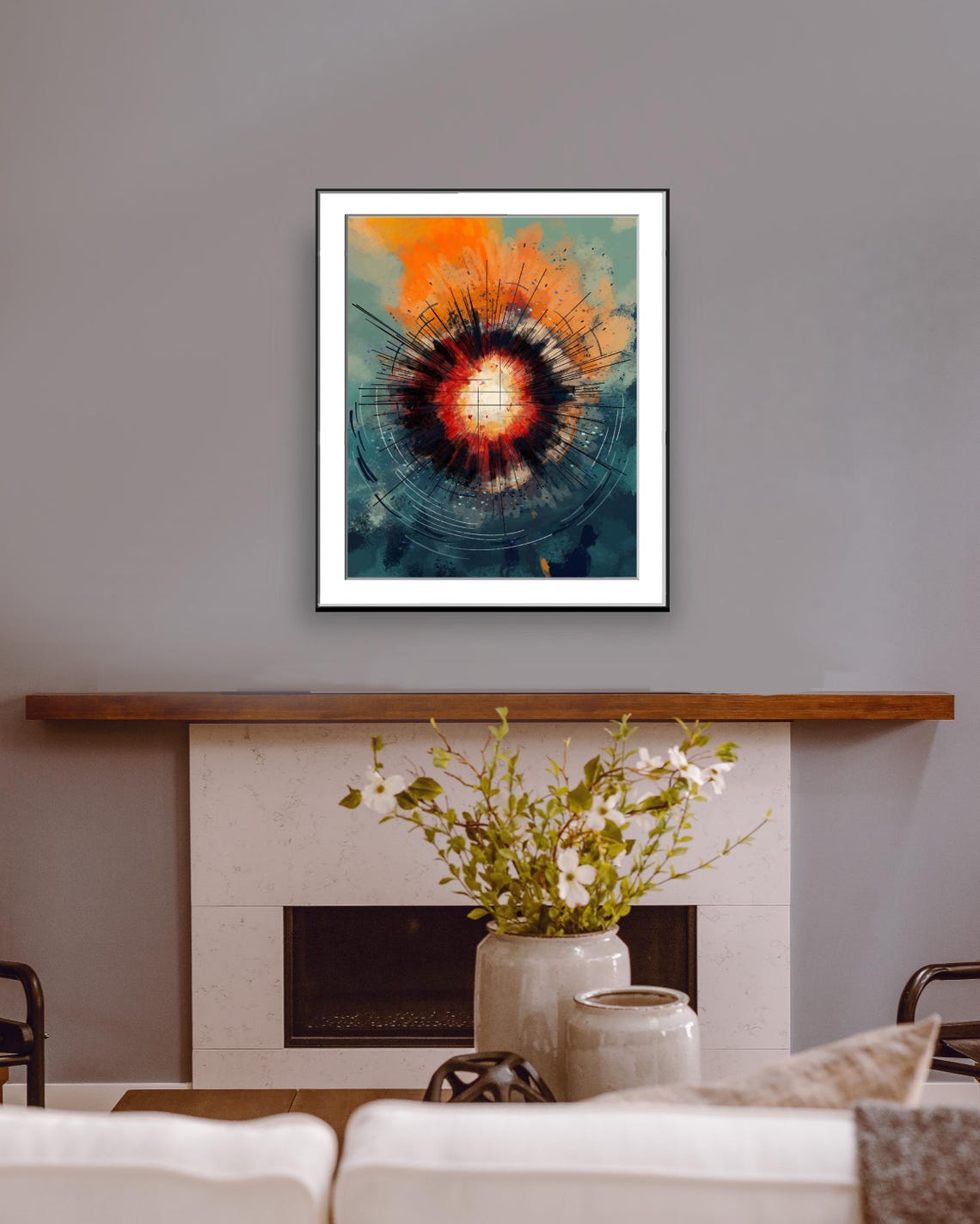 Circular Motion Red Explosion Abstract Black Hole Art Poster - Image 3