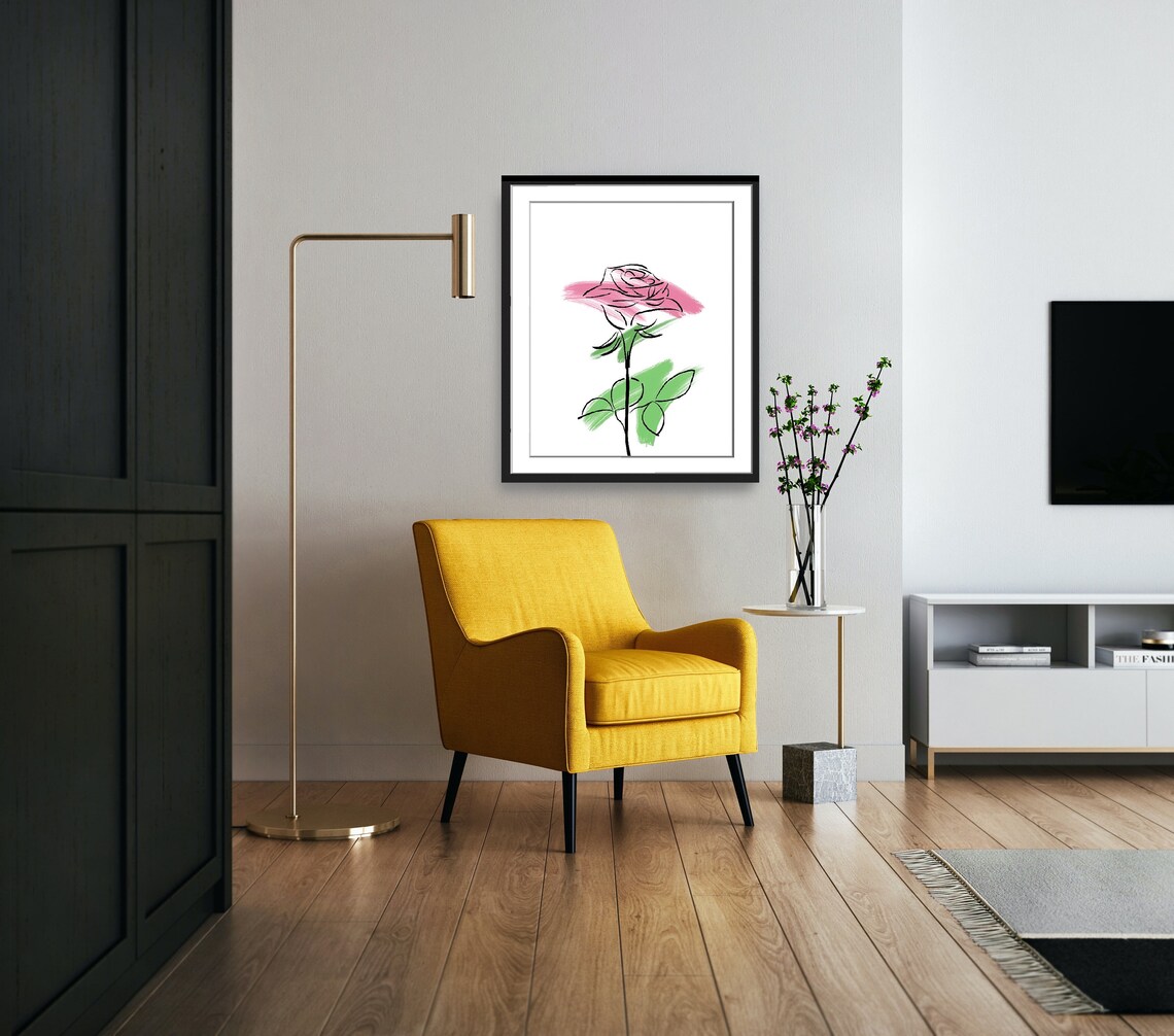 Abstract Minimalist Boho Rose, Contemporary Modern Art Print - Image 5