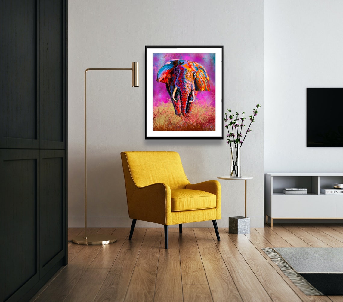 Bold Colorful Elephant Portrait Vibrant Abstract Animal Poster - Image 5