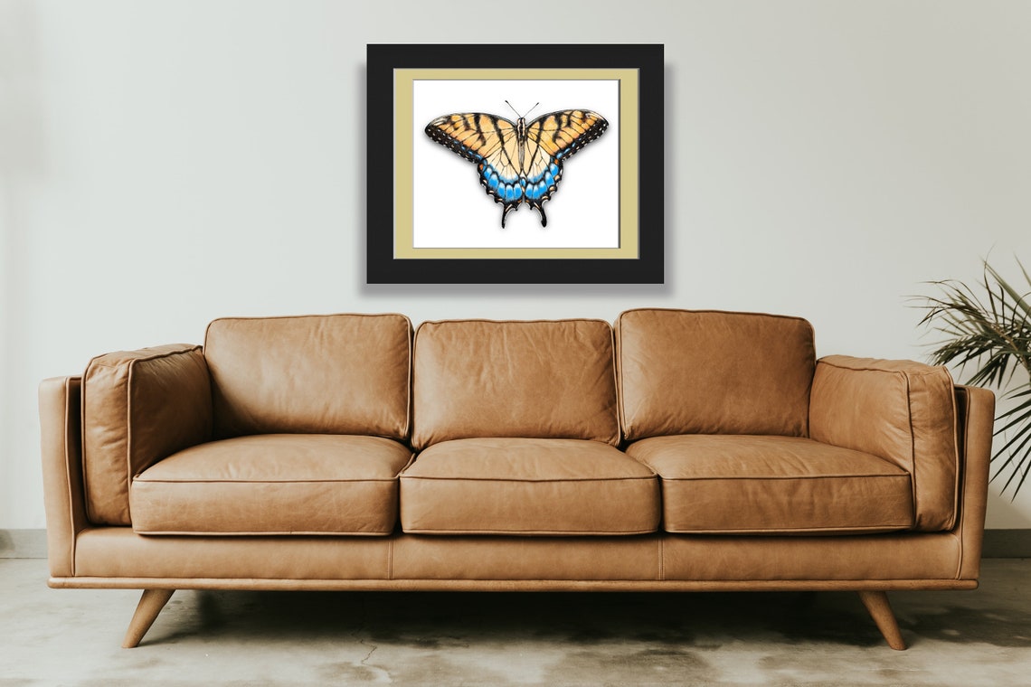 Wireframe Swallowtail Butterfly Yellow And Black On White Background Colorful Detailed Wall Art Instant - Image 3