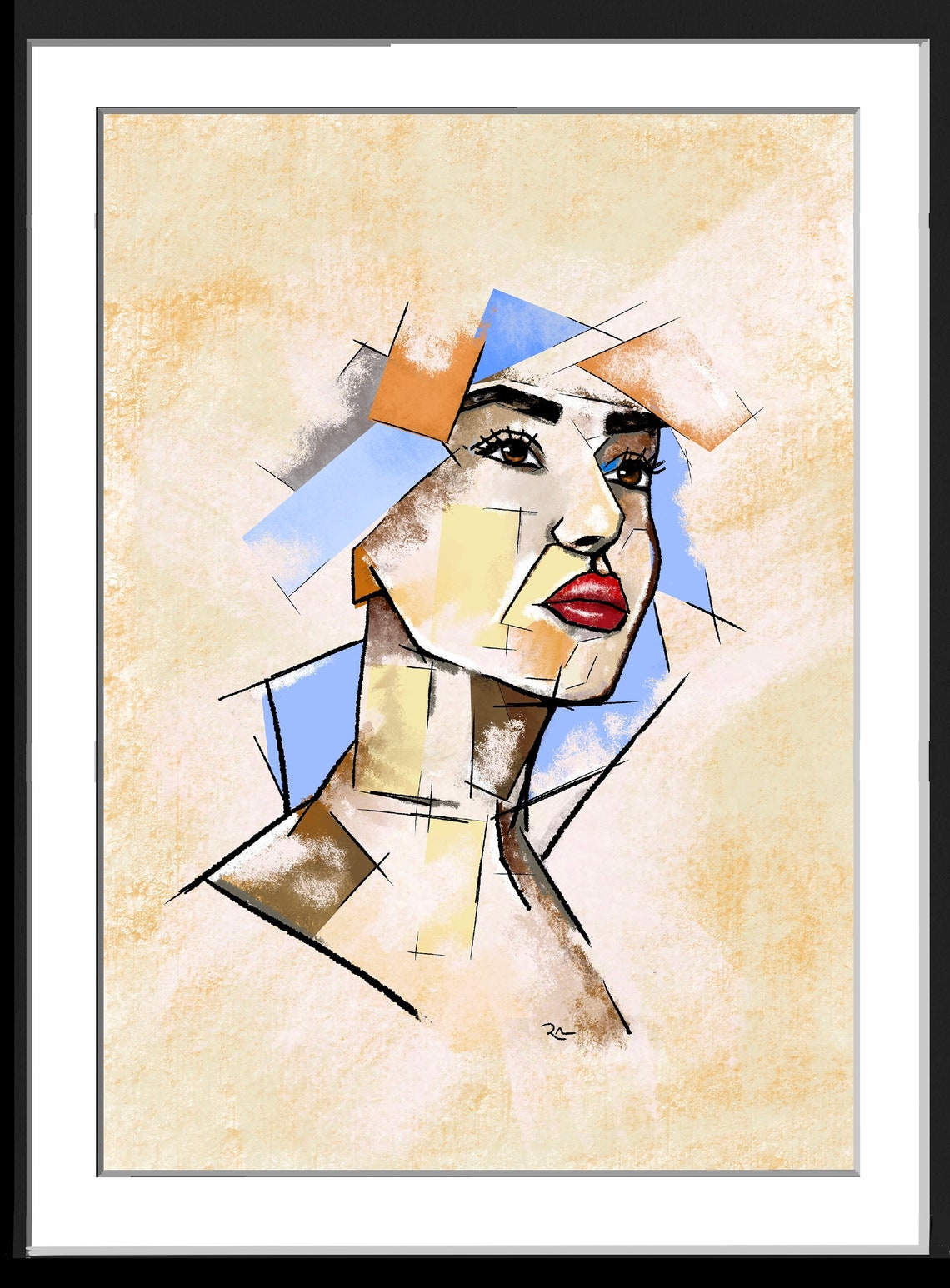 Abstract Portrait Art Abstract Womans Face Art Art Picasso Style Cubism Art Instant Print