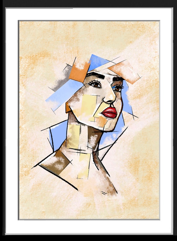 Abstract Portrait Art Abstract Womans Face Art Art Picasso Style Cubism Art Instant Print