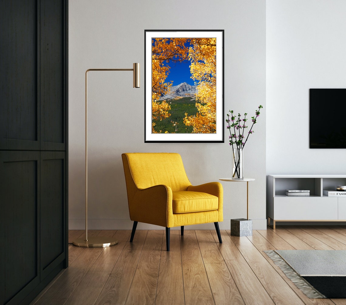 Golden Aspen Trees Framing a Mountain Peak Autumn Landscape Poster - Image 5