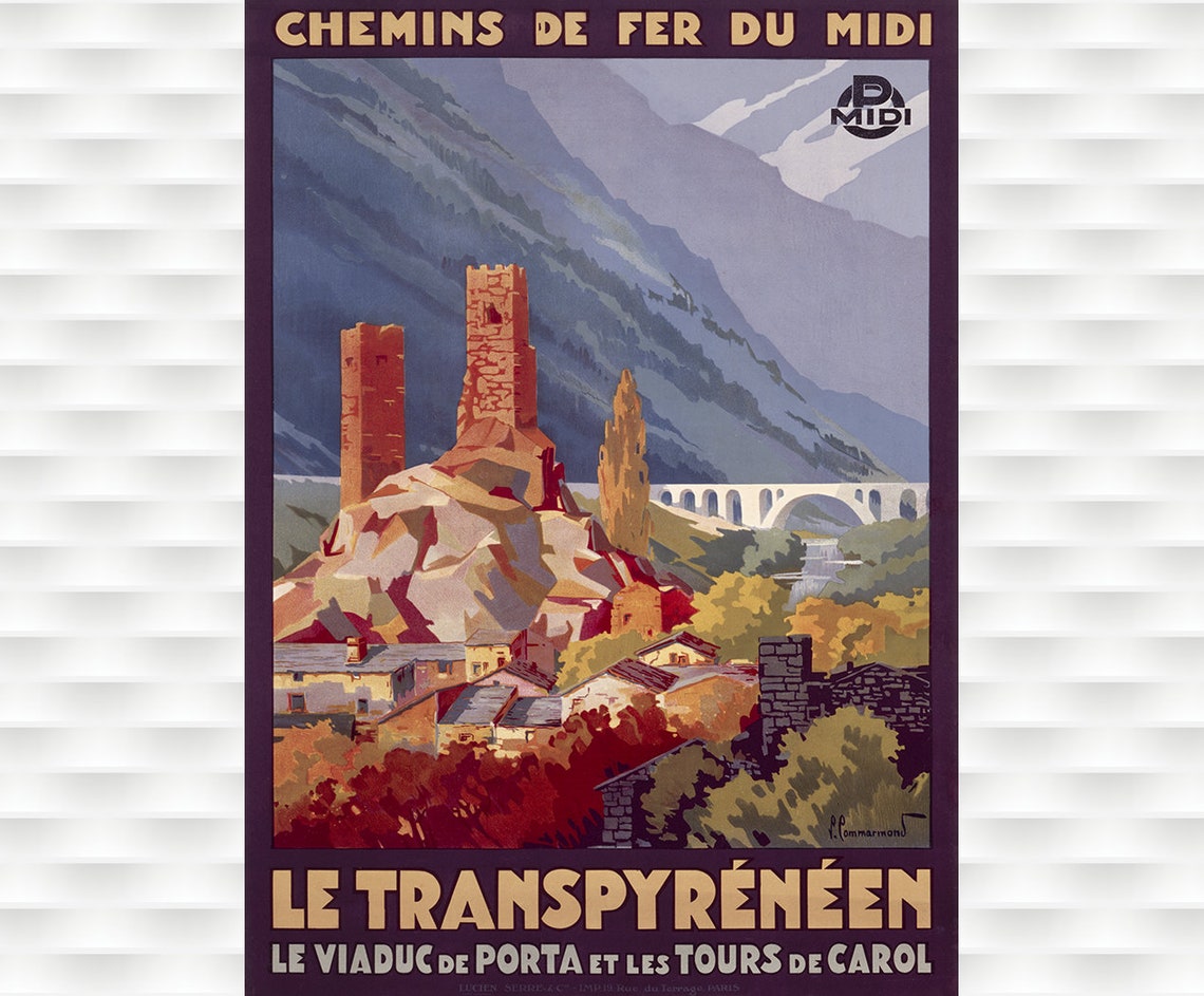 Transpyreneen Viaduc de Porta Tours de Carol Mountain Train Poster