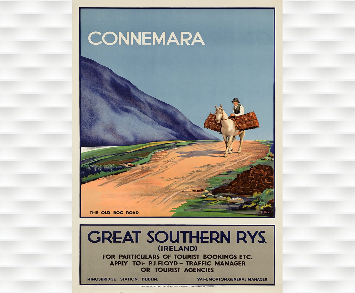 Connemara The Old Bog Road Great Southern Railways Ireland Poster