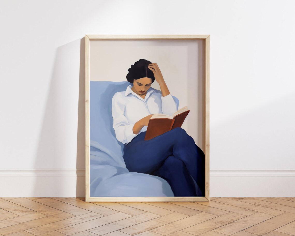 Woman Reading A Book Art Print, Library Wall Art - Image 2