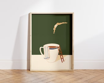 Coffee Diver Good Morning Coffee Wall Art Print