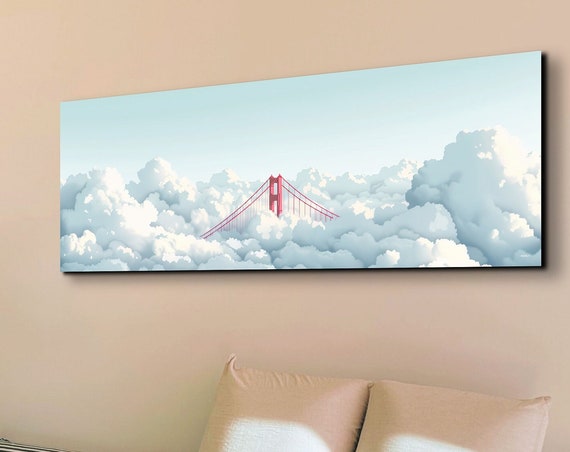Golden Gate Bridge Above The Clouds, Panoramic Art