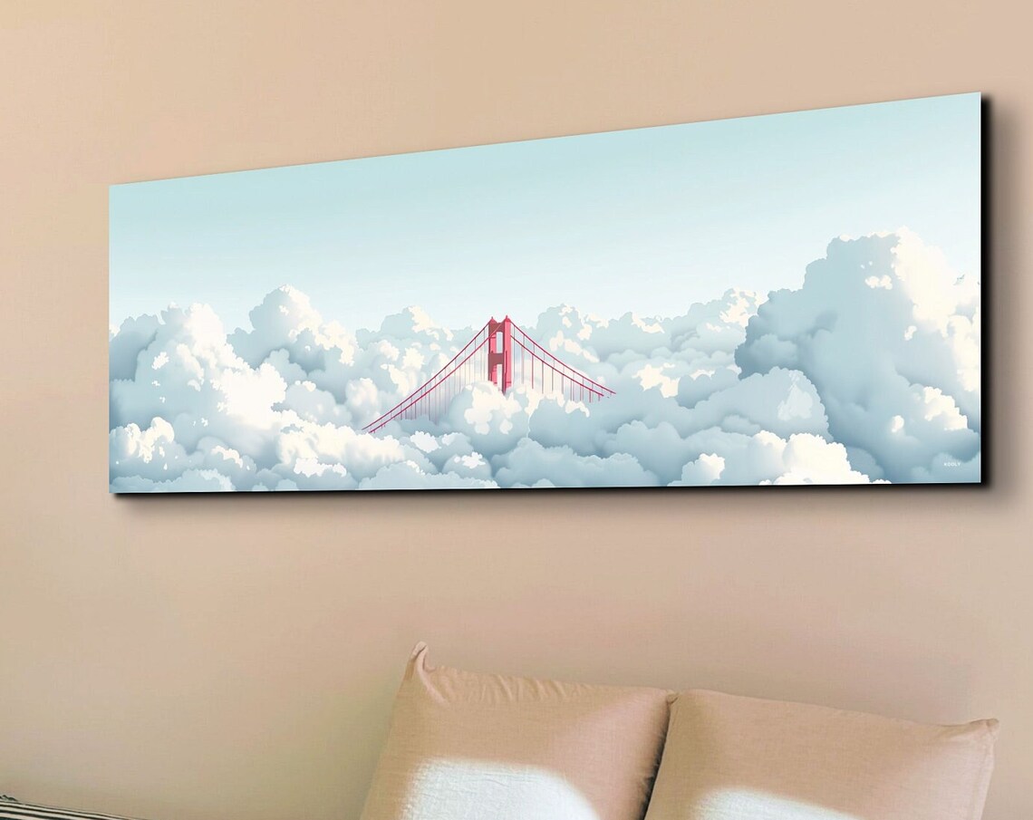 Golden Gate Bridge Above The Clouds, Panoramic Art