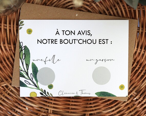 Personalized Scratch Card Baby Sex Announcement, Green