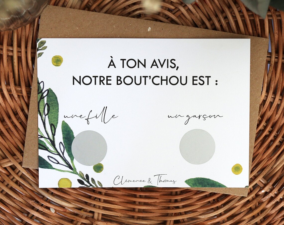 Personalized Scratch Card Baby Sex Announcement, Green