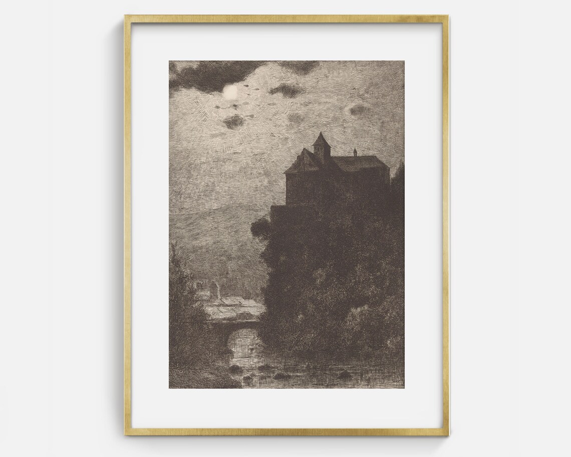 Mansion In The Moonlight Gothic Halloween Art Print - Image 2