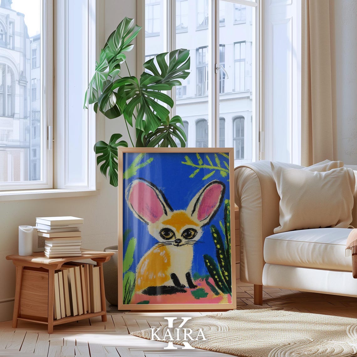 Fennec Fox With Oversized Pink Ears Against a Bold Blue Sky Poster - Image 4