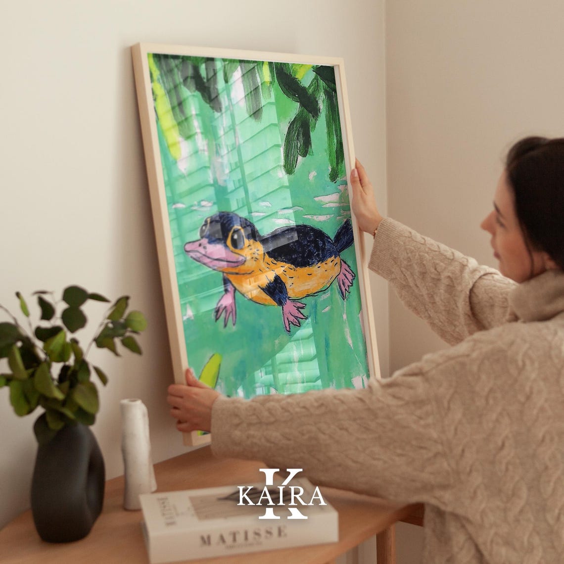 Cheerful Platypus Swimming Through Green Jungle River Water Poster - Image 2