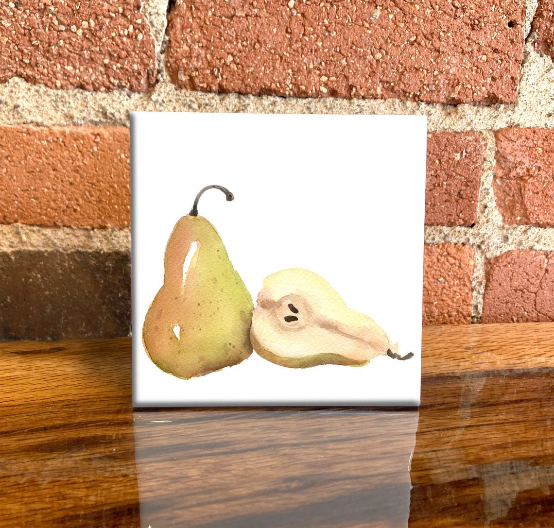 Ripe Fresh Pears Watercolor Still Life Kitchen Decor Charming Poster