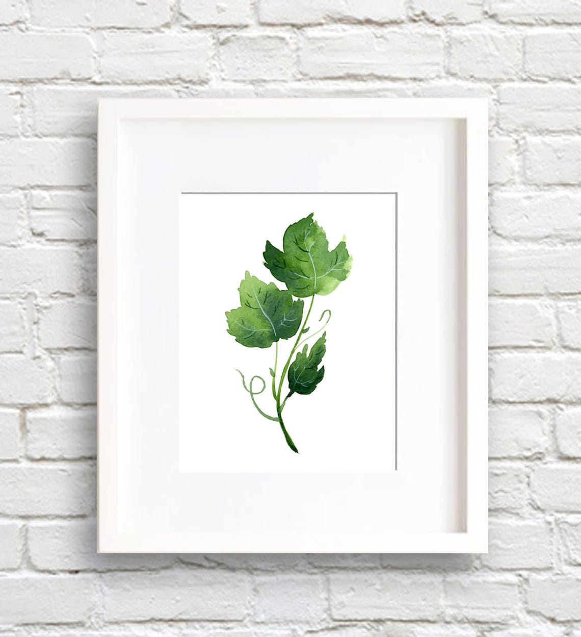 Green Ivy Vine Botanical Greenery Watercolor Framed Art Poster