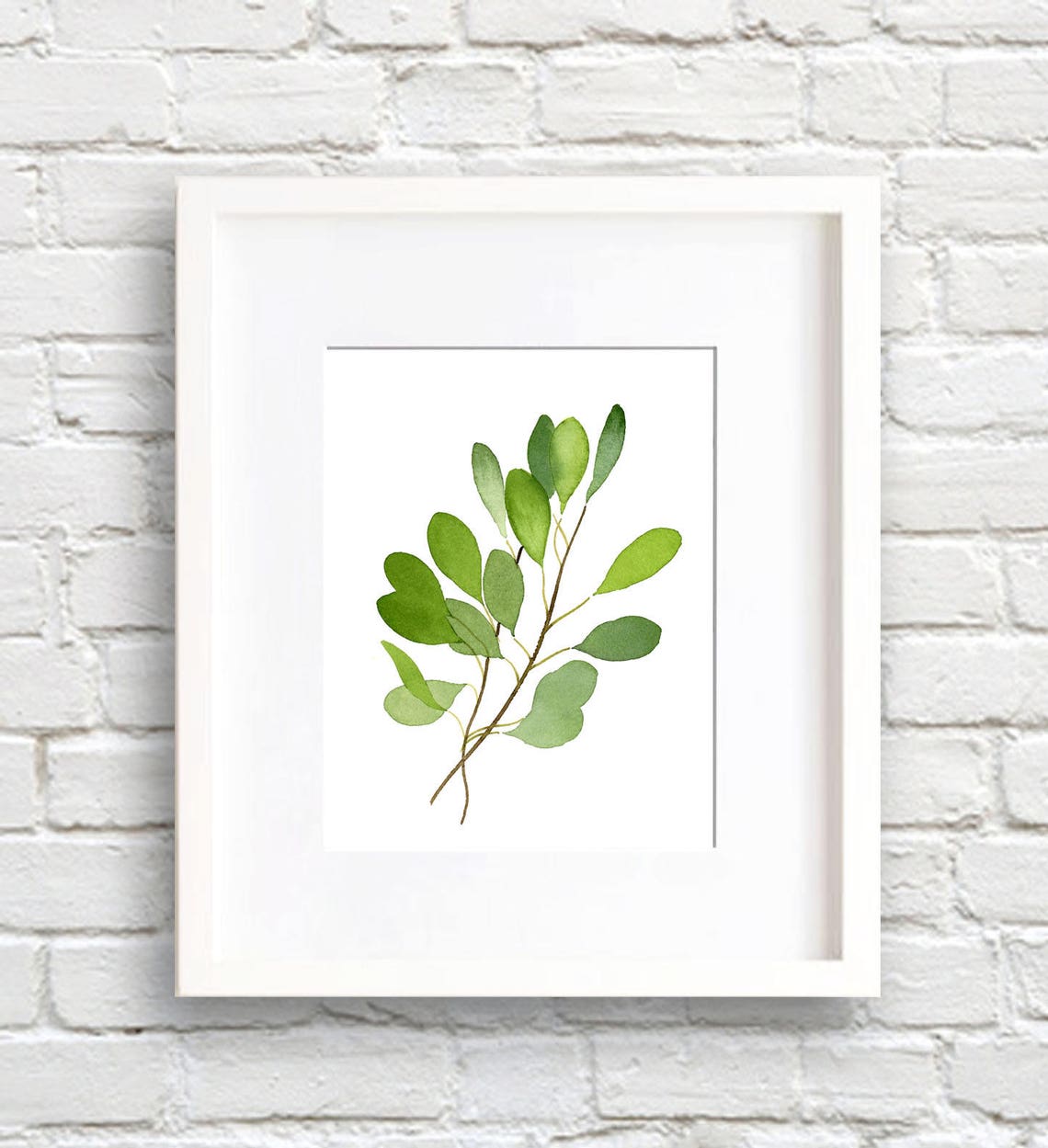 Eucalyptus Leaves Branch Watercolor Botanical Greenery Poster