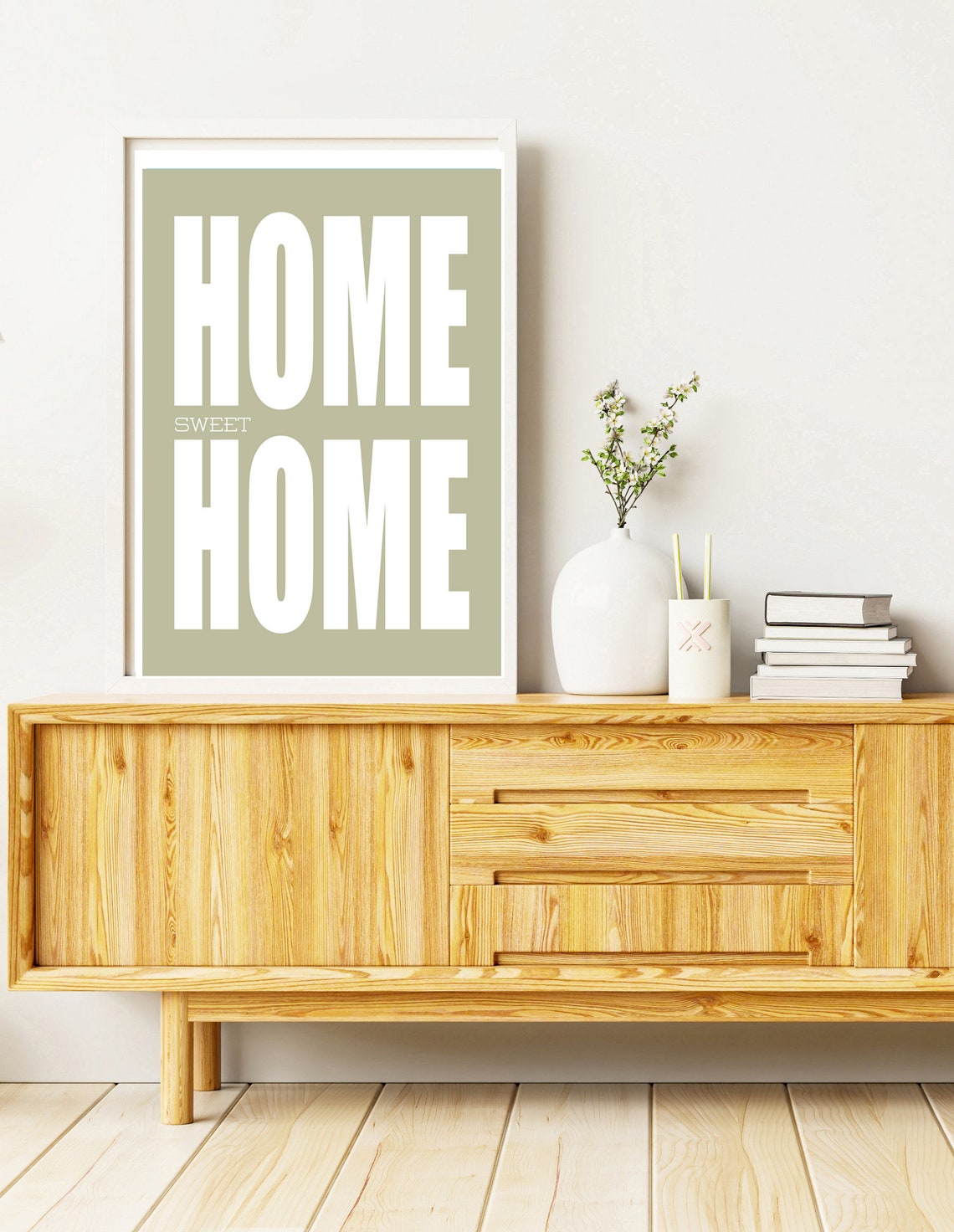 Home Sweet Home Sage Green Bold Typography Minimalist Wall Art - Image 2