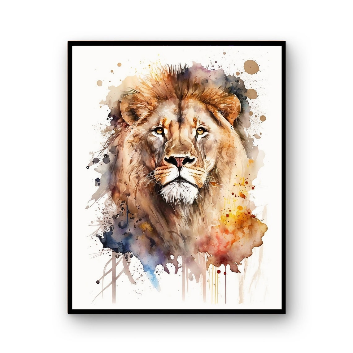 Watercolor Lion Cheetah Art Instant Print Poster Wildlife Gift Animals Wall Decor
