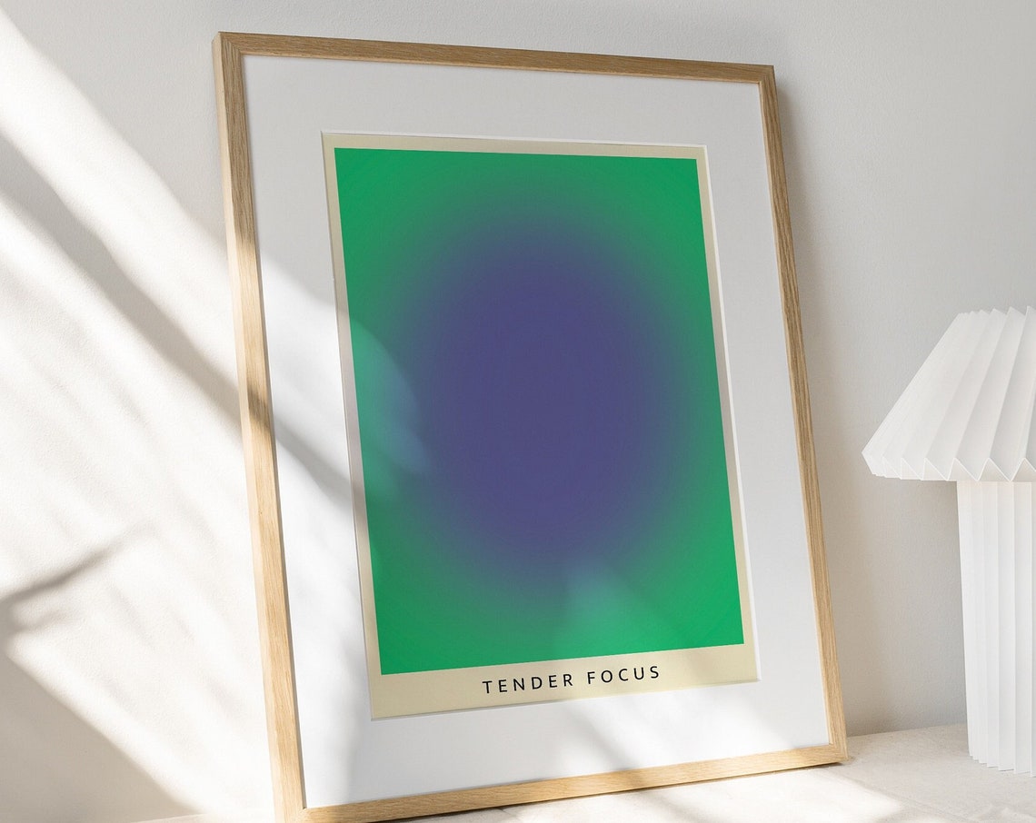 Green and Blue Aura Gradient Poster With Tender Focus Caption