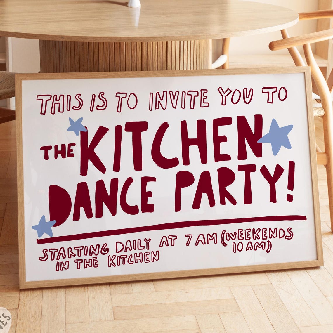 Kitchen Dance Party Retro Typography Fun Modern Kitchen Wall Poster