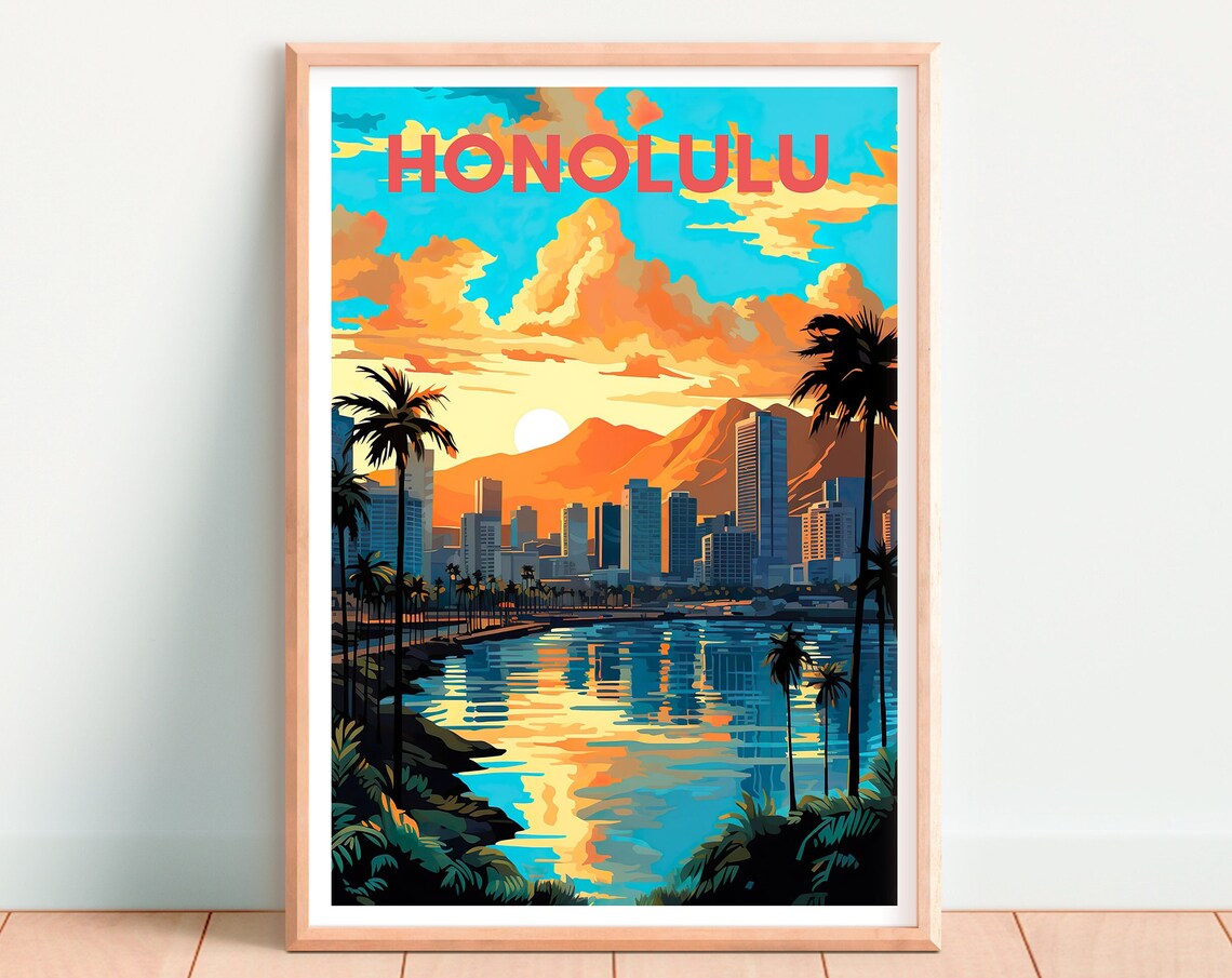 Honolulu Travel Poster, Hawaii City Art Print - Image 4