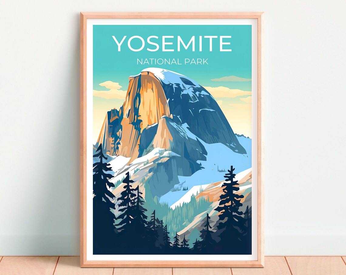 Yosemite Half Dome Travel Poster, National Park Print - Image 4