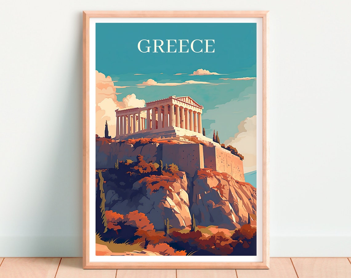 Athens Greece Parthenon Acropolis Ancient Temple Sunset Travel Poster - Image 4
