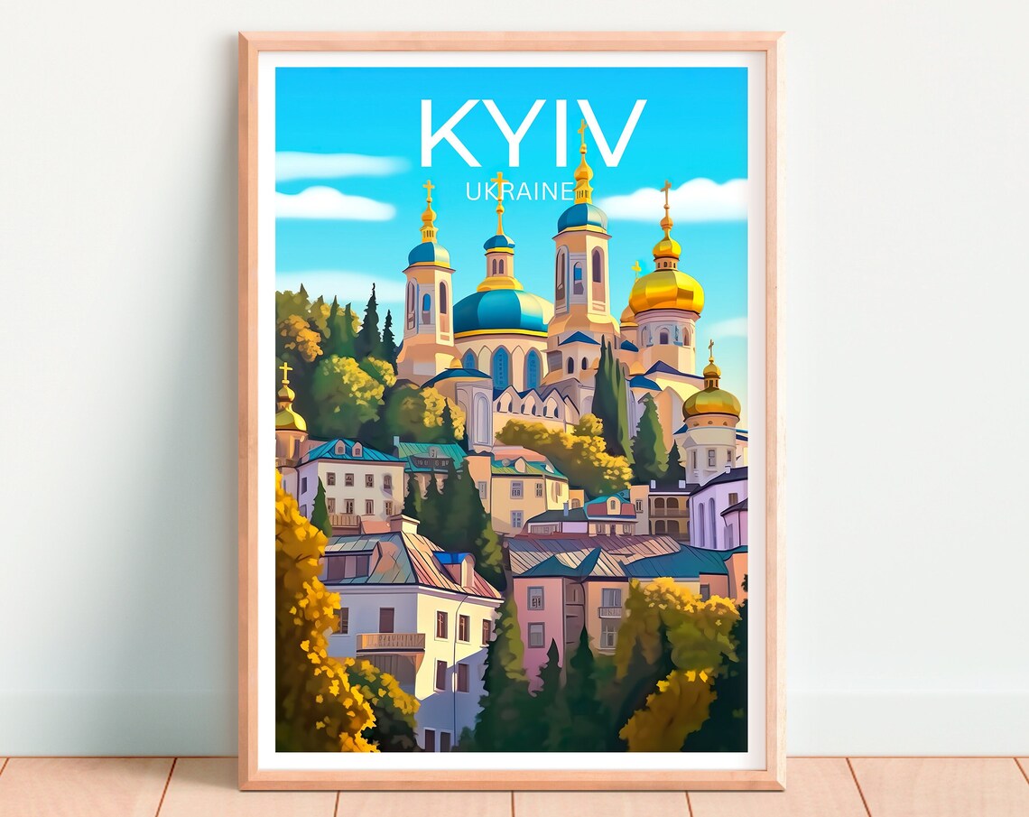 Kyiv Ukraine Golden Domes Cathedral Bright Skyline Day View Poster - Image 4