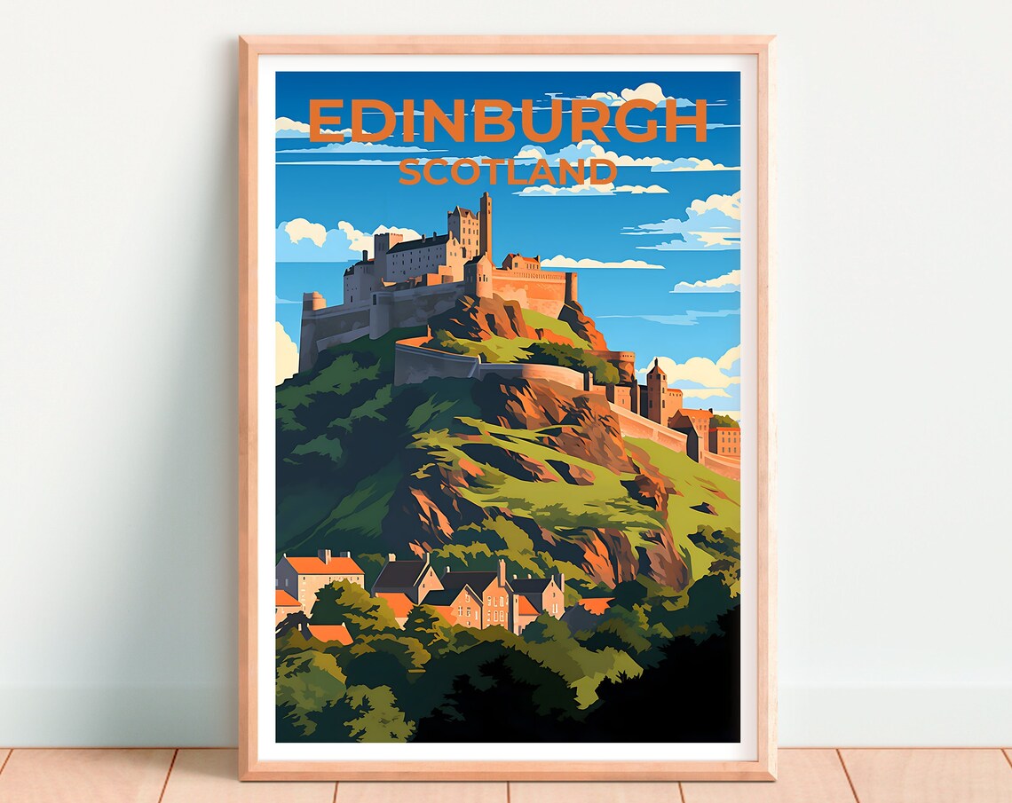 Edinburgh Scotland Castle Hill Historic Old Town Skyline Travel Poster - Image 4