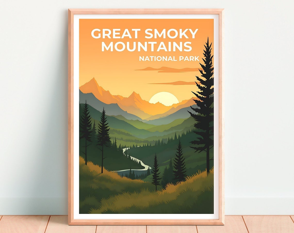 Great Smoky Mountains Poster Mountain Art Tennessee Print Smoky Mountains Poster North Carolina Poster Nature Poster - Image 4