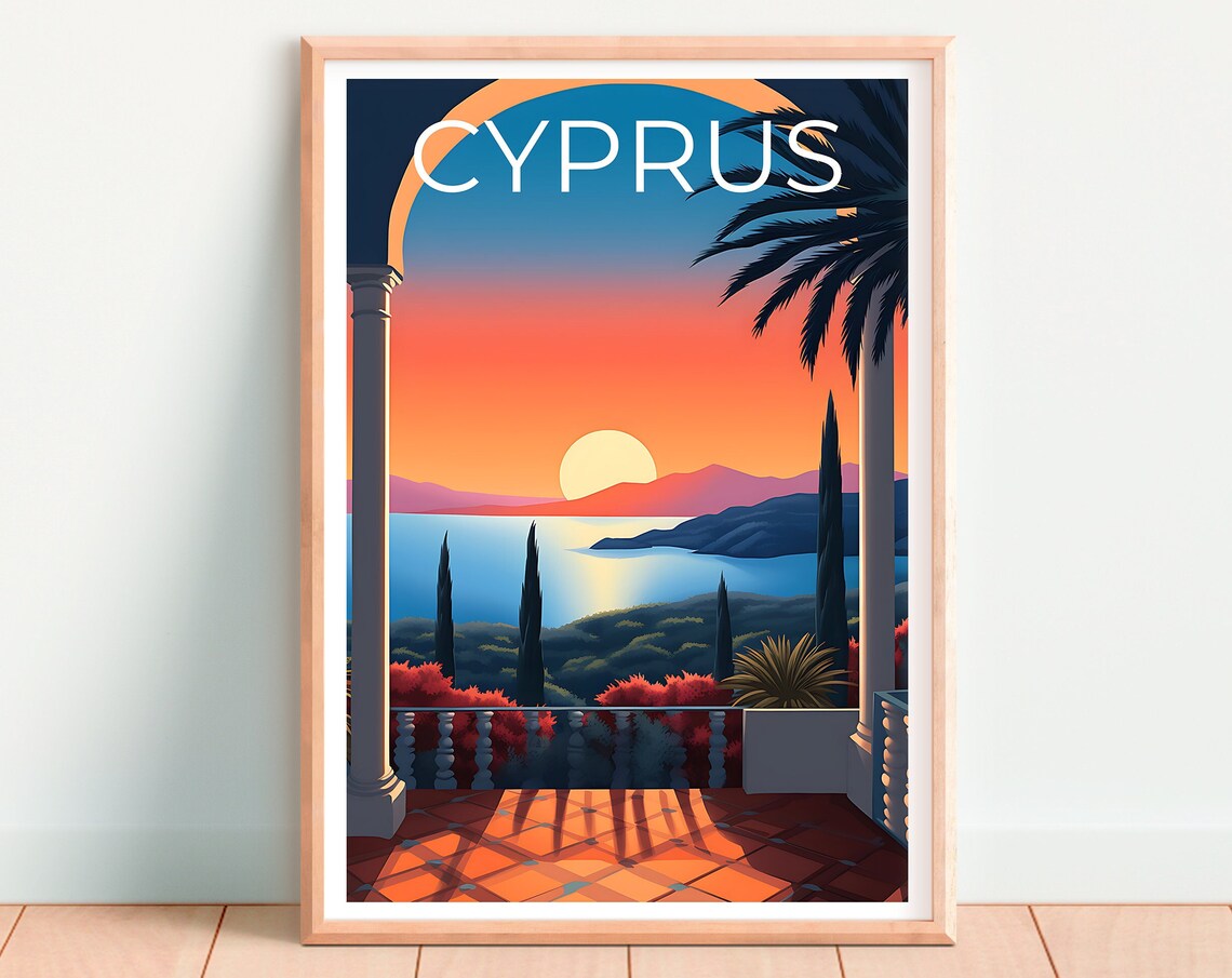 Cyprus Travel Poster, Island Landscape Art Print - Image 4