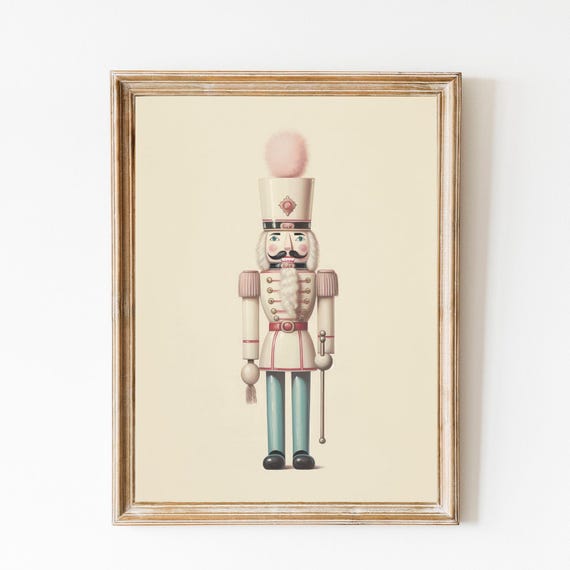 Christmas Nutcracker Cute Nutcracker Painting Nursery Pink Nutcracker Print Holiday Decor Trendy Preppy Print Christmas Decor