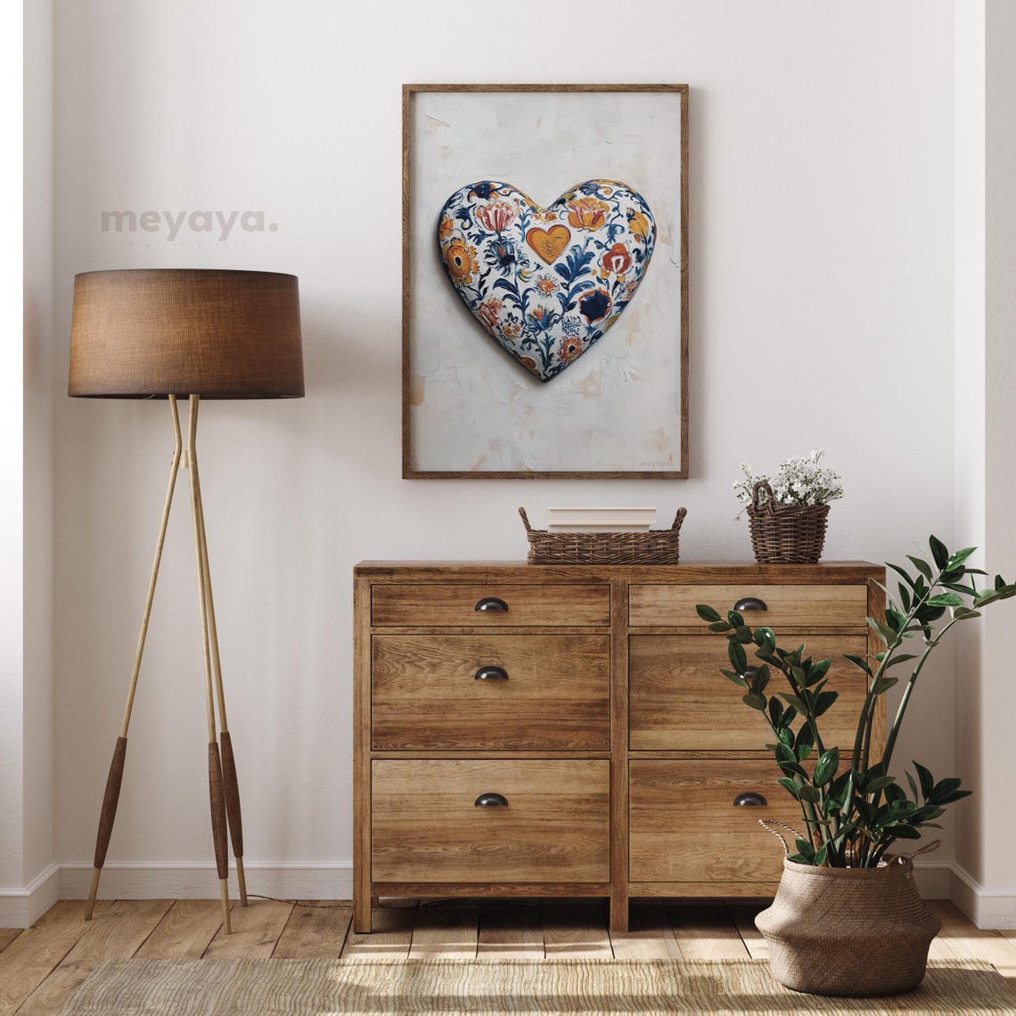 Mexican Floral Pottery Heart Folk Art Vintage Romantic Wall Print - Image 6