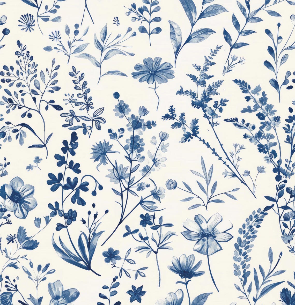 Blue And White Chinoiserie Botanical Floral Pattern Decor Poster - Image 6